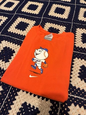 Camisa Nike Mr Met vintage dos anos 2000 NY Mets MLB laranja tamanho pequeno - Imagem 1 de 4