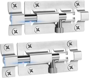 2 Stück Schiebeschloss, 3 Zoll Laufriegelriegel, Premium Türriegelschloss, Edelstahl - Bild 1 von 6