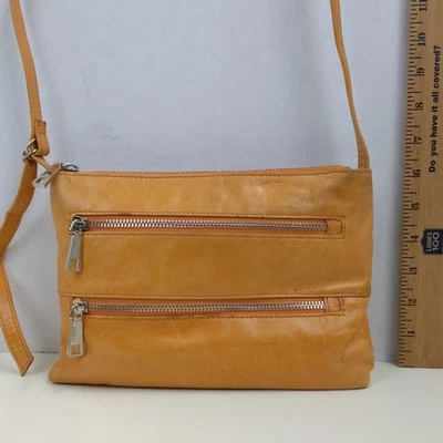 Bolso Bandolera Hobo The Original Cuero Naranja Triple Cremallera Bolsillo Cartera Foto 1 de 4