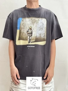 GOTOFREE 25SS SAINT ANAKIN BLACK T SHIRT VINTAGE WASHED SUMMER BEACH CASUAL TEE - Picture 1 of 7