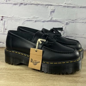 Dr. Martens Adrian Quad Black Leather Tassel Platform Loafers Men's 8 Women's 9 - Picture 1 of 9