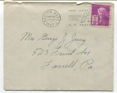 US postal cover 4/26/1947 Philatelic Centenary concellation SC# 945 3c Edison - Image 1 of 3