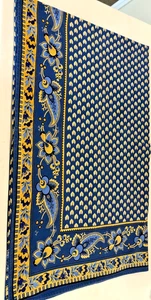 Williams Sonoma Tablecloth Marseille French Cotton 70"x 90" Blue Paisley - Picture 1 of 6