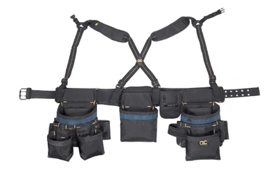 Carpenter Tool Belt Tool Belt with Suspenders Multi Pockets Tool Pouch Adjustabl - Image 1 of 4
