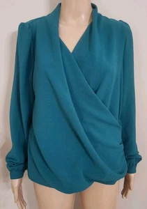 Sezane Women's Abelia Wrap Blouse Size 40  Green Top Long Sleeve - Picture 1 of 6