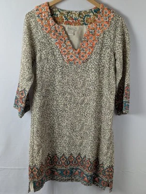 Vestido túnica Lucky Brand - Boho bordado espejado - Talla XS Foto 1 de 4