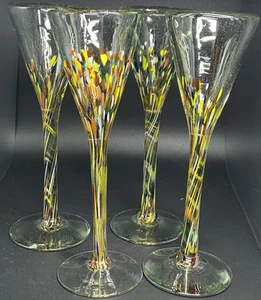 Set of 4 Mexican Handblown Confetti Glasses - Picture 1 of 2