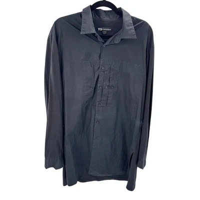 Y-3 Yohji Yamamoto Adidas Button Down Long Sleeve Black Dress Shirt XL - Image 1 of 4