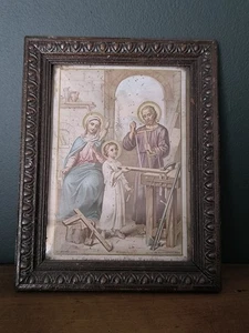 Alter Holzrahmen, mit Darstellung der Heiligen Familie von Nazareth - Bild 1 von 6
