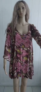 Abito Oneill Tg.S Stampa Floreale Mini Marrone Manica Lunga Bottoni Lunghezza: 33in. - Foto 1 di 6