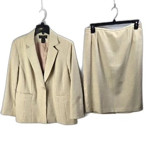 Elegant Blacker Women's By Stanley Blacker Cream Blazer and Skirt Set Sz 16W - Picture 1 of 11
