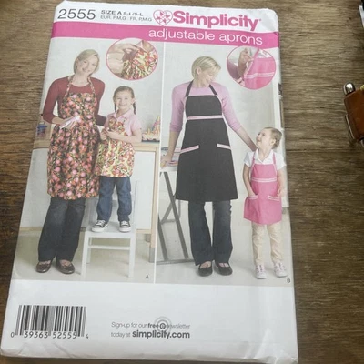 Simplicity Pattern 2555 Misses & Childs/Girls Adjustable Aprons 2 Styles All SZ - Image 1 of 2