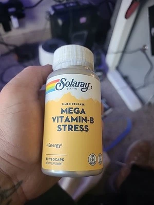 Solaray Mega B-Stress + Suplementos Energéticos Nuevo y Sellado 60-Vegacaps Vegano Foto 1 de 4