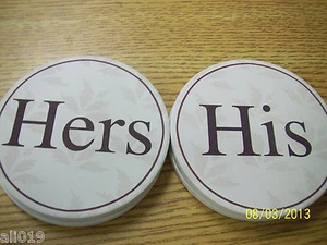 His & Hers White CoasterStone Absorbant Stone Set of 4 Boxed Coasters - Picture 1 of 3