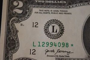 2017A $2 TWO DOLLAR STAR NOTE - LOW RUN 640k - L BLOCK SN L 12994098* UNC - Picture 1 of 4