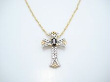 Ross Simons Gold Tone Sterling Silver 0.5mm Chain Cross Pendant Necklace 20"