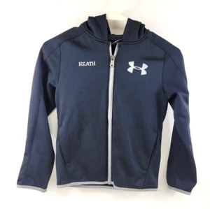 UNDER ARMOUR~Black FULL ZIP Loose Fit HOODED ATHLETIC JACKET SIZE YSM - Picture 1 of 7