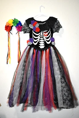 DISFRAZ PERSIGUIENDO LUCIÉRNAGAS ESQUELETO DÍA DE MUERTOS NIÑAS TALLA 10 NUEVO Foto 1 de 4