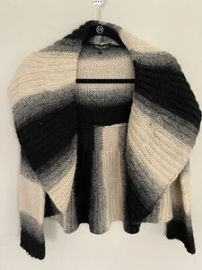 Silvia Novelli Noba Womens M Black Striped Ombré Sweater Shawl Italian Boho Gorp - Picture 1 of 12