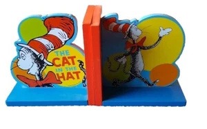 The Cat In The Hat Dr. Seuss Bookend Set, Wooden Bookends, Book Ends, Novelty - Picture 1 of 9