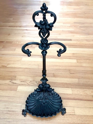 MINT Antique Rococo Victorian Iron Umbrella / Cane / Fireplace Tool Rack Holder Cover