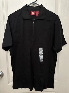 NWT Guess Jeans Men's Polo Short Sleeve Shirt Small Black Quarter Zip - Picture 1 of 10
