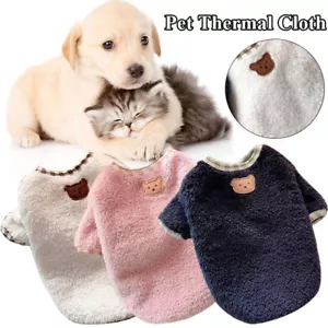 Pet Dog Cat Plush Vest Cute Warm Soft Clothes Sweater Coat Puppy Casual Costume - Picture 1 of 13