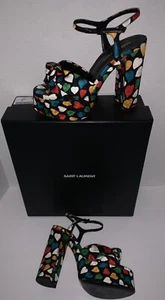 Saint Laurent YSL Women's Bianca 85 Platform Heart Sandals 36.5 Box & Bags - Picture 1 of 14