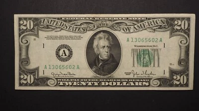 Billete de 20 dólares de la Reserva Federal de Boston de 1950 *crujiente + blanco* - ¡envío gratuito! S3802 Foto 1 de 2