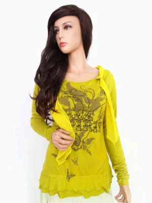 Silvian Heach  Größe L Tunika-Bluse Viskose 100% Langarm Schmetterlinge Rüschen - Bild 1 von 4