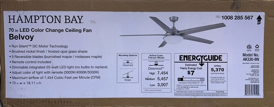 Hampton Bay Belvoy 70 in. Replacement parts 1008285567  AK330-BN - Image 1 of 1