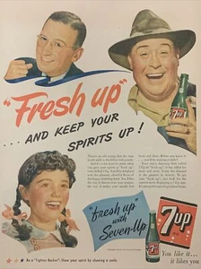 1944 Vintage 7Up print ad. "Fresh Up" ... And Keep Your Spirits Up ! - Picture 1 of 1