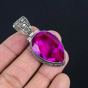 Rosa Turmalin 925 Silber Edelstein Handarbeit Anhänger Schmuck 5,5 cm - Bild 1 von 4