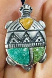 Carolyn Pollack Tartaruga Ciondolo/Spilla Sterling 925 Multi-Spilla R32 - Foto 1 di 9