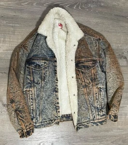 Vintage Levi’s San Francisco Usa Made Sherpa Lined Denim Jacket Small Distressed - Picture 1 of 24