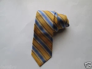 John W Nordstrom Jacquard Tipping Woven Silk Neck Tie Gold Blu 60x3.25 MadeInUSA - Picture 1 of 6