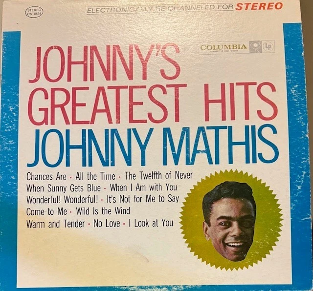 JOHNNY MATHIS, JOHNNYS GREATEST HITS,1962 COLUMBIA Cs8634 VINYL LP RECORD - Image 1 of 1