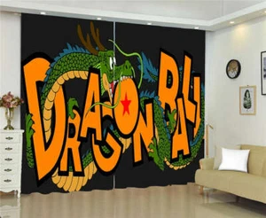 Cortinas de bloqueo 3D impresión anime japonés escala dragón verde ventana de tela - Imagen 1 de 4
