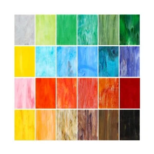 Treela 24 Pcs Stained Glass Sheets 4 x 6 Inch Rainbow Stained Glass Supplies ... - Afbeelding 1 van 6