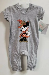 Disney Baby Minnie Mouse Halloween Witch 1pc Hooded Romper with Ears 3-6 months - Picture 1 of 3
