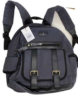 NWT London Fog Gray Canvas Laptop Backpack Travel Carry-On Unisex Adult Bag - Image 1 of 4