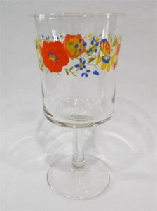 1 Corelle WILDBLUME 10 Unzen WASSERBECHER 6 3/4" Weinglas orange Mohn Blumenmuster - Bild 1 von 2