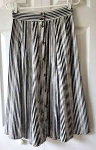 Falda midi Universal Threads blanca y negra a rayas de algodón y lino para mujer talla XS - Imagen 1 de 5