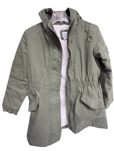 Gap Kids Girls Large 10 Army Green Utility Coat Sherpa Lining EUC - Picture 1 of 12
