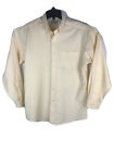 LL Bean Mens 15.5 Long Sleeve Yellow Strip  Cotton Blend Logo Sleeve Shirt A45