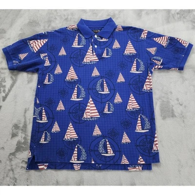 Camisa deportiva vintage Croft & Barrow C&B para hombre M azul algodón polo veleros bandera Foto 1 de 4