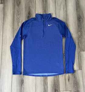 Nike Running Mens S 1/4 Zip Shirt Blue Dri-Fit Element Long Sleeve Active Top - Picture 1 of 10