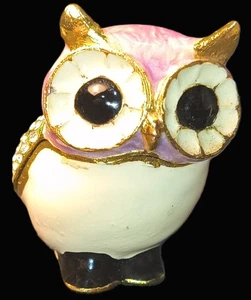Vintage Owl Trinket Box, 1.75 x 1 x .5, Purple and White - Picture 1 of 7