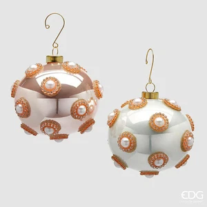 EDG Enzo De Gasperi Adorno Bola Navidad Con Perlas Y Strass As. D 10 Cm Blanco P - Imagen 1 de 1