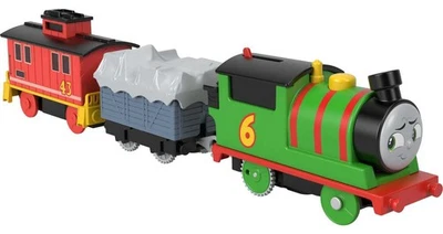 Thomas and Friends Motorized Toy Train Percy Battery-Powered Engine and Brake Ca - Image 1 of 4